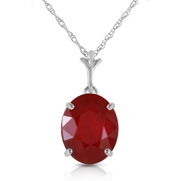 14K. SOLID GOLD NECKLACE WITH NATURAL OVAL RUBY - Picture 2 of 6